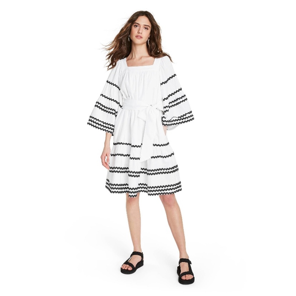 Linen flare sleeve dress